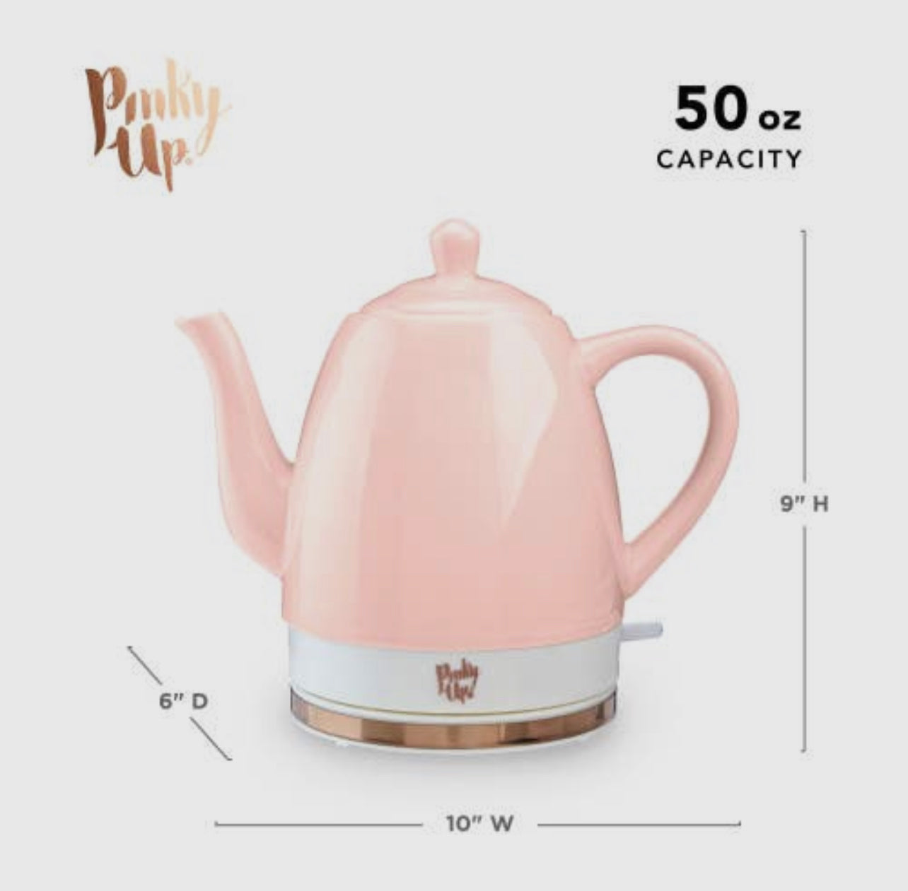Noelle Pink Ceramic Electric Tea Kettle