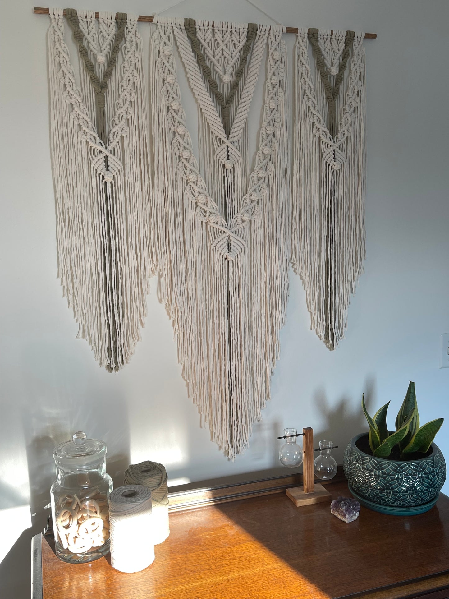 Neutral and Sage Wall Hanging
