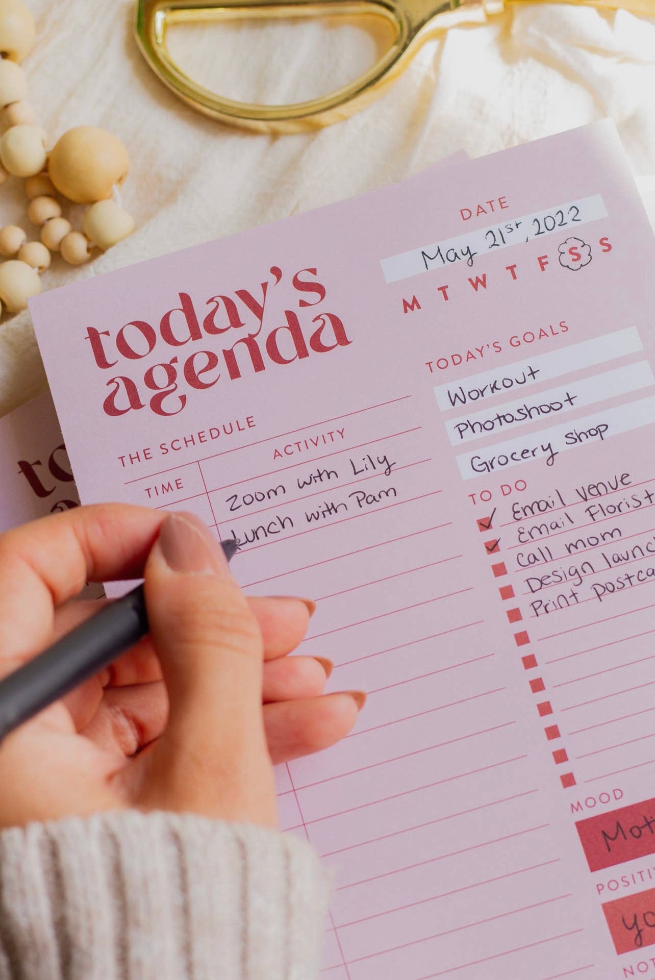 Today’s Agenda Daily Agenda Notepad